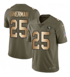 Mens Nike San Francisco 49ers 25 Richard Sherman Limited OliveGold 2017 Salute to Service NFL Jersey