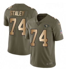 Mens Nike San Francisco 49ers 74 Joe Staley Limited OliveGold 2017 Salute to Service NFL Jersey