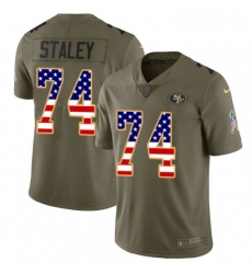 Mens Nike San Francisco 49ers 74 Joe Staley Limited OliveUSA Flag 2017 Salute to Service NFL Jersey