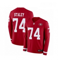Mens Nike San Francisco 49ers 74 Joe Staley Limited Red Therma Long Sleeve NFL Jersey