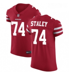 Mens Nike San Francisco 49ers 74 Joe Staley Red Team Color Vapor Untouchable Elite Player NFL Jersey