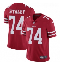 Mens Nike San Francisco 49ers 74 Joe Staley Red Team Color Vapor Untouchable Limited Player NFL Jersey