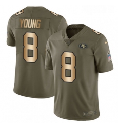 Mens Nike San Francisco 49ers 8 Steve Young Limited OliveGold 2017 Salute to Service NFL Jersey