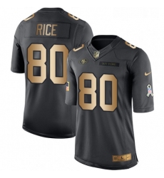 Mens Nike San Francisco 49ers 80 Jerry Rice Limited BlackGold Salute to Service NFL Jersey