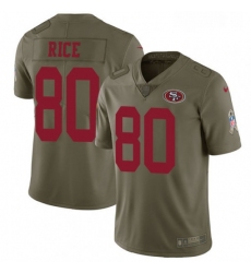 Mens Nike San Francisco 49ers 80 Jerry Rice Limited Olive 2017 Salute to Service NFL Jersey