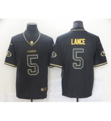 Men's San Francisco 49ers #5 Trey Lance Black Gold Nike Scarlet Player Limited Jersey