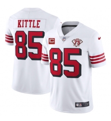 Men's San Francisco 49ers #85 George Kittle 2021 White With C Patch 75th Anniversary Vapor Untouchable Limited Stitched Jerseys