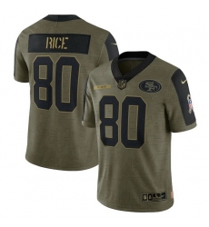 Men's San Francisco 49ers Jerry Rice Nike Olive 2021 Salute To Service Retired Player Limited Jersey