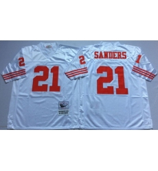 Mitchell And Ness 49ers #21 deion sanders white Mens Throwback Stitched NFL Jersey