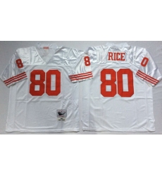 Mitchell And Ness 49ers #80 Jerry Rice white Mens Throwback Stitched NFL Jersey
