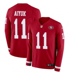 Nike 49ers 11 Brandon Aiyuk Red Team Color Men Stitched NFL Limited Therma Long Sleeve Jersey