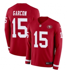Nike 49ers #15 Pierre Garcon Red Team Color Men Stitched NFL Limited Therma Long Sleeve Jersey