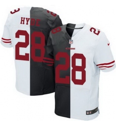 Nike 49ers #28 Carlos Hyde Black White Mens Stitched NFL Elite Split Jersey