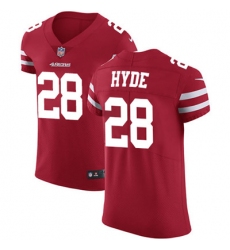Nike 49ers #28 Carlos Hyde Red Team Color Mens Stitched NFL Vapor Untouchable Elite Jersey