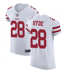 Nike 49ers #28 Carlos Hyde White Mens Stitched NFL Vapor Untouchable Elite Jersey