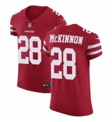 Nike 49ers #28 Jerick McKinnon Red Team Color Mens Stitched NFL Vapor Untouchable Elite Jersey