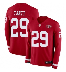 Nike 49ers #29 Jaquiski Tartt Red Team Color Men Stitched NFL Limited Therma Long Sleeve Jersey