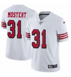 Nike 49ers 31 Raheem Mostert White Men Stitched NFL Limited Rush Jersey