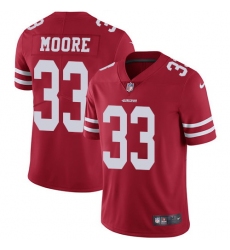 Nike 49ers #33 Tarvarius Moore Red Team Color Mens Stitched NFL Vapor Untouchable Limited Jersey