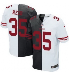 Nike 49ers #35 Eric Reid Black White Mens Stitched NFL Elite Split Jersey