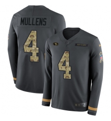 Nike 49ers 4 Nick Mullens Anthracite Salute to Service Men s Stitched NFL Limited Therma Long Sleeve Jersey