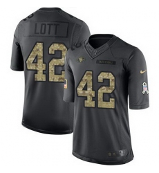 Nike 49ers #42 Ronnie Lott Black Mens Stitched NFL Limited 2016 Salute to Service Jersey
