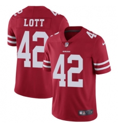 Nike 49ers #42 Ronnie Lott Red Team Color Mens Stitched NFL Vapor Untouchable Limited Jersey