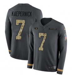 Nike 49ers 7 Colin Kaepernick Anthracite Salute to Service Men s Stitched NFL Limited Therma Long Sleeve Jersey