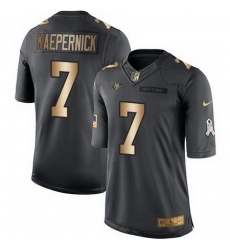 Nike 49ers #7 Colin Kaepernick Black Mens Stitched NFL Limited Gold Salute To Service Jersey