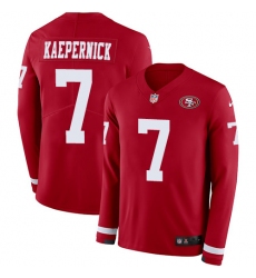 Nike 49ers #7 Colin Kaepernick Red Team Color Men Stitched NFL Limited Therma Long Sleeve Jersey