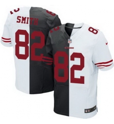 Nike 49ers #82 Torrey Smith Black White Mens Stitched NFL Elite Split Jersey