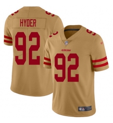 Nike 49ers 92 Kerry Hyder Gold Men Stitched NFL Limited Inverted Legend Jersey