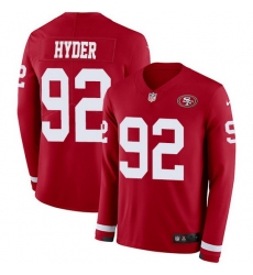 Nike 49ers 92 Kerry Hyder Red Team Color Men Stitched NFL Limited Therma Long Sleeve Jersey