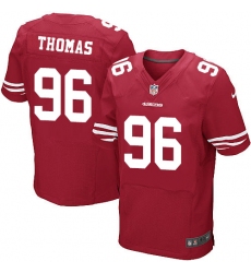 Nike 49ers #96 Solomon Thomas Red Team Color Mens Stitched NFL Elite Jersey
