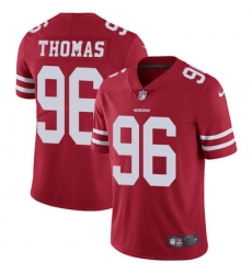 Nike 49ers #96 Solomon Thomas Red Team Color Mens Stitched NFL Vapor Untouchable Limited Jersey