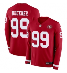 Nike 49ers #99 DeForest Buckner Red Team Color Men Stitched NFL Limited Therma Long Sleeve Jersey
