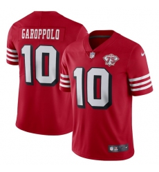 Nike San Francisco 49ers 10 Jimmy Garoppolo Red Rush Men 75th Anniversary Stitched NFL Vapor Untouchable Limited Jersey