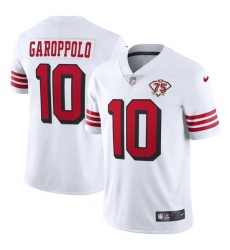 Nike San Francisco 49ers 10 Jimmy Garoppolo White Rush Men 75th Anniversary Stitched NFL Vapor Untouchable Limited Jersey