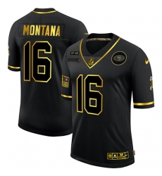 Nike San Francisco 49ers 16 Joe Montana Black Gold 2020 Salute To Service Limited Jersey