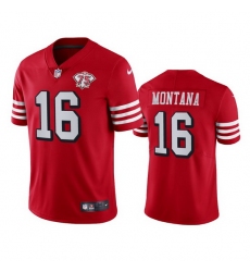 Nike San Francisco 49ers 16 Joe Montana Red Rush Men 75th Anniversary Stitched NFL Vapor Untouchable Limited Jersey
