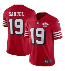 Nike San Francisco 49ers 19 Deebo Samuel Red Rush Men 75th Anniversary Stitched NFL Vapor Untouchable Limited Jersey
