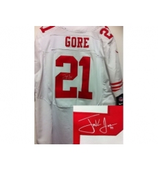 Nike San Francisco 49ers 21 Frank Gore White Elite Signed NFL Jersey