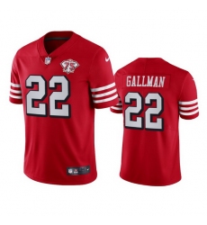 Nike San Francisco 49ers 22 Wayne Gallman Red Rush Men 75th Anniversary Stitched NFL Vapor Untouchable Limited Jersey