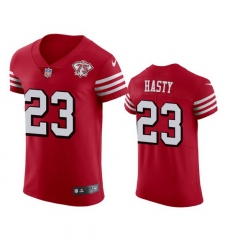 Nike San Francisco 49ers 23 Jamycal Hasty Red Rush Men 75th Anniversary Stitched NFL Vapor Untouchable Elite Jersey