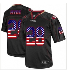 Nike San Francisco 49ers #28 Carlos Hyde Black Mens NFL Elite USA Flag Fashion Jersey
