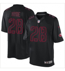 Nike San Francisco 49ers #28 Carlos Hyde Black Mens Stitched NFL Impact Limited Jersey