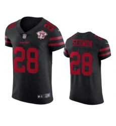 Nike San Francisco 49ers 28 Trey Sermon Black Alternate Men 75th Anniversary Stitched NFL Vapor Untouchable Elite Jersey