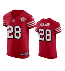 Nike San Francisco 49ers 28 Trey Sermon Red Rush Men 75th Anniversary Stitched NFL Vapor Untouchable Elite Jersey
