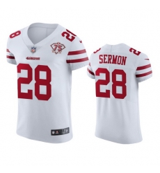 Nike San Francisco 49ers 28 Trey Sermon White Men 75th Anniversary Stitched NFL Vapor Untouchable Elite Jersey