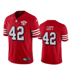 Nike San Francisco 49ers 42 Ronnie Lott Red Rush Men 75th Anniversary Stitched NFL Vapor Untouchable Limited Jersey